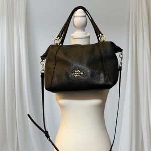 Coach Black Leather Bag with Gold Zipper